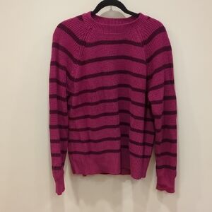 Vineyard Vines Pure Cotton Pink Stripe Fisherman Sweater Size XL Nautical Preppy